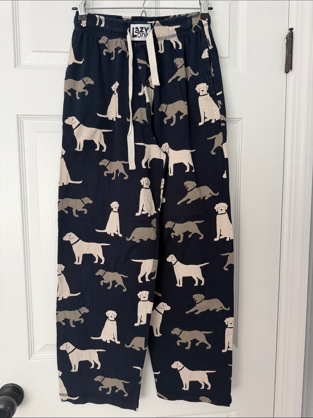 Lazy One Navy Lounge Pants with Beige Dog Print